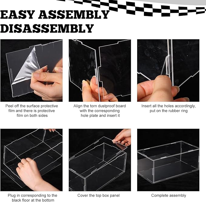 3 PCS Acrylic Model Car Display Case 1: 18 Scale Clear Display Boxes with Plastic Base Diecast Model Car Showcase & Storage Organizer for Vehicle Collectibles Memorabilia