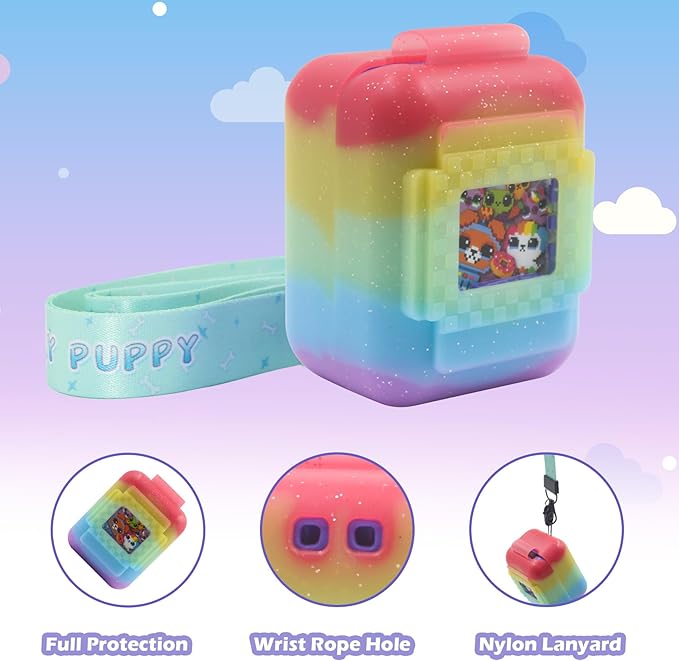 Silicone Cover Case for Bitzee Interactive Toy Digital Pet with Lanyard, Protective Case Holder Skin for Bitzee Virtual Electronic Pets for Girls & Boys (Colorful)