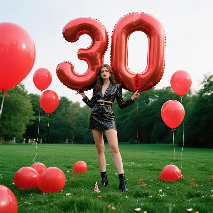 Red 0 Balloon Number Balloon 40 Inch, 0 Digital 0 Helium Balloons 10 20 30 40 50 100 Birthday Decorations Birthday Party Anniversary Supplies Decorations