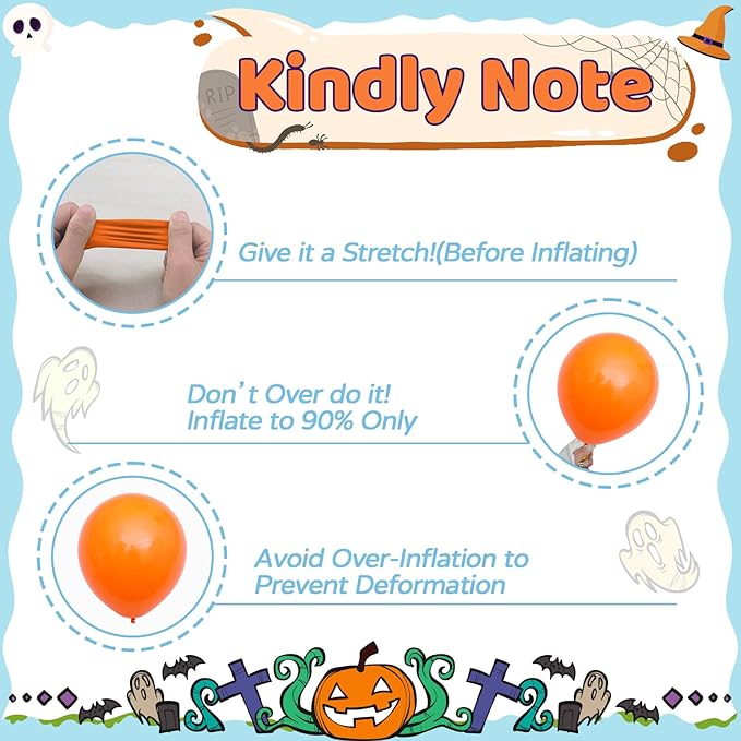 Halloween Party Balloons Decorations,12 Inch Blue and Orange Balloons Set Baby Blue White Print Balloon Cute Balloon for Halloween Themed Party Supplies