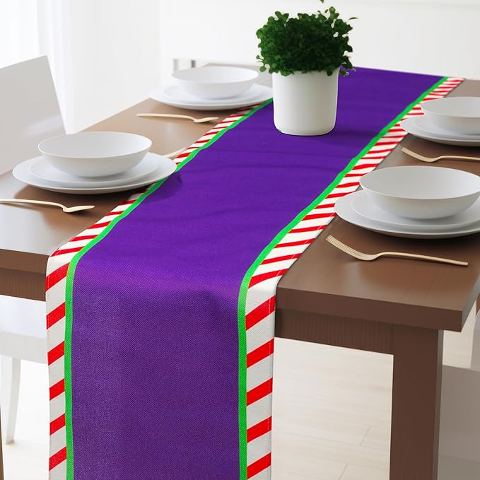 6 Pcs Cartoon Table Runner Cartoon Birthday Party Supplies 1.08 x 6 ft Linen Table Cover Supplies for Birthday Party Decorations (Vibrant)