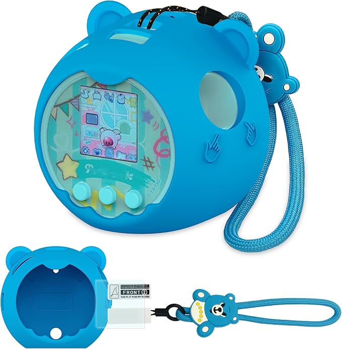 JCHPINE Silicone Cover Case for Punirunes Interactive Digital Toy, Protective Skin Sleeve for Punirunes Digital Pet Toys Squishy Characters Electronic Pets Accessories (Blue Case)