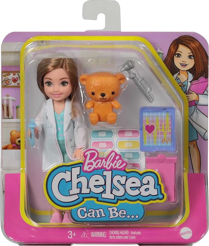 Barbie Playset with Brunette Chelsea Can Be Doctor Doll & Accessories Including Clipboard, Medical Tools & Bandage Stickers