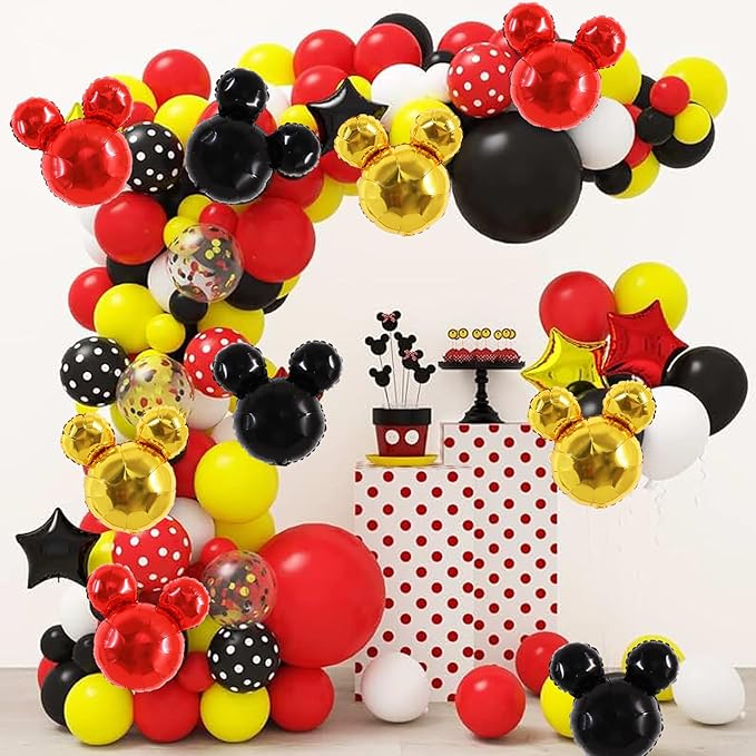 Vuzvuv 12pcs 24 Inches Mouse Head Foil Balloons, Black Red Gold Mouse Shaped Balloon for Birthday Party, Baby Shower,Theme Party Decoration,Graduation Party Supplies