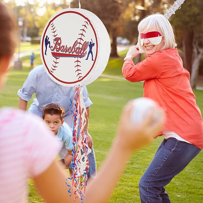 Baseball Piñata for Birthday Party Softball Piñata with Stick, Blindfold, Confetti for Adults Birthday Baby Shower Sports Party Supplies