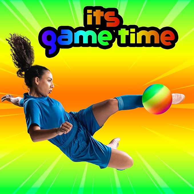 Rainbow Playground Balls - 8.5Inch (Pack of 12) Rubber Bouncy Inflatable Balls for Kids and Adults, Indoor and Outdoor Games, Kickball, Dodgeball, Four Square, Dodge Ball, Handball