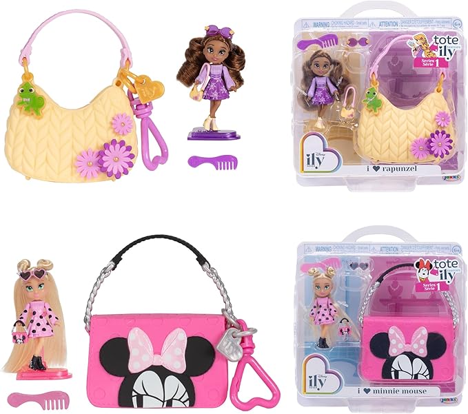 Disney ILY Mini Dolls Tote-ILY-Teenies Blind Pack Bundle (2 Dolls in Each), Inspired by Your Favorite Disney Characters or Stories with Matching Purse and Accessories – Which One Will You Get?