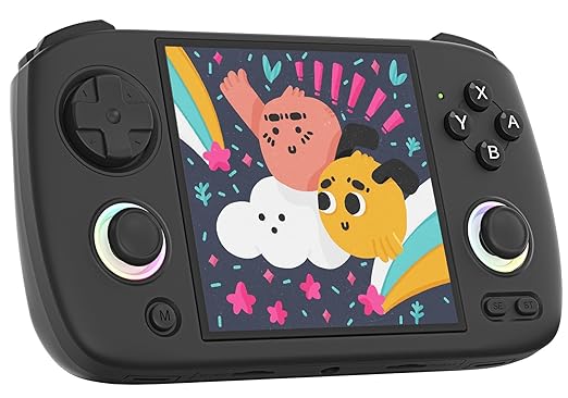 RG CubeXX Retro Handheld Game Console , 3.95 Inch IPS Screen Linux System Built-in 64G TF Card 5056 Games Support TV Output 5G WiFi Bluetooth 4.2(Black)
