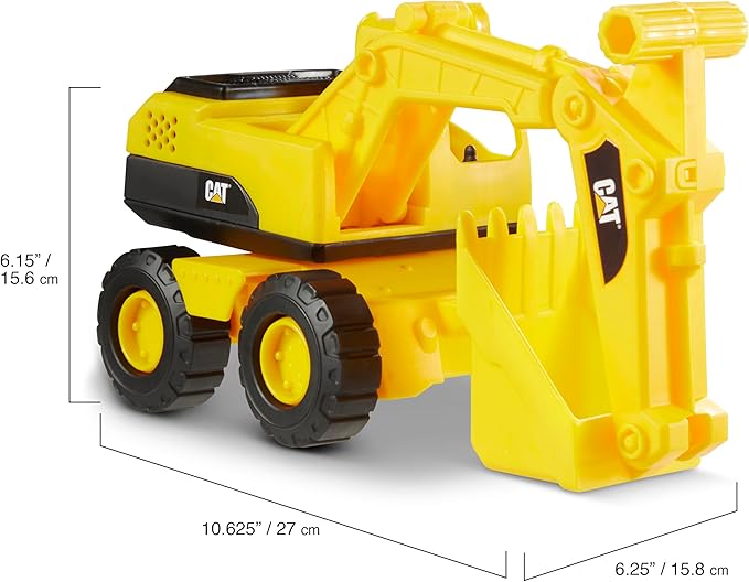 Cat Construction Fleet 10” Excavator Toy – Heavy‑Duty Plastic, Working Boom & Bucket, Free‑Rolling Wheels, Indoor/Outdoor Sandbox Vehicle for Toddlers & Kids Ages 2 +