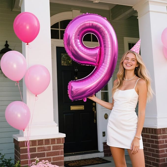 40 Inch Large 29 Balloon Numbers Rose Purple Big Foil Number Balloons Giant Helium Happy Birthday Party Decorations for Man and Women, Huge Mylar Anniversary Party Supplies