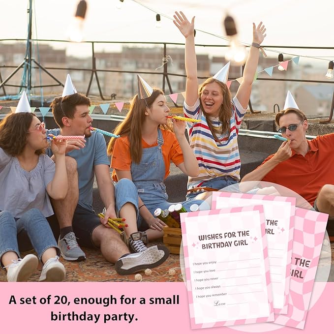 Birthday Party Game Card - Wish for The Birthday, Bday Party Games for Teen, Set of 20 pcs Wish Cards, Birthday Party Favor Activity Sleepover Party Decor Supplies - FS274