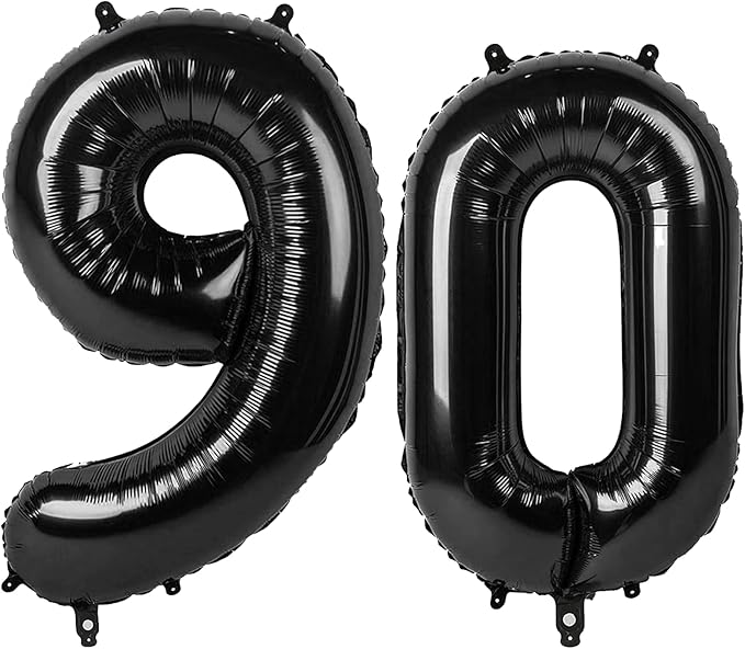 40 Inch Black Number 90 Digital Balloon,Jumbo Mylar Foil Helium Balloon for 90 Balloons for Birthday Party,Wedding Anniversary Party Decorations