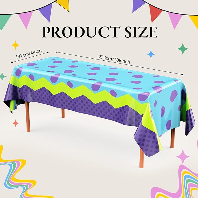 Oudain 3 Sheets Monster Dot Birthday Party Supplies Monster Tablecloth 54 x 108 Inch Plastic Table Covers for Birthday Party Decorations