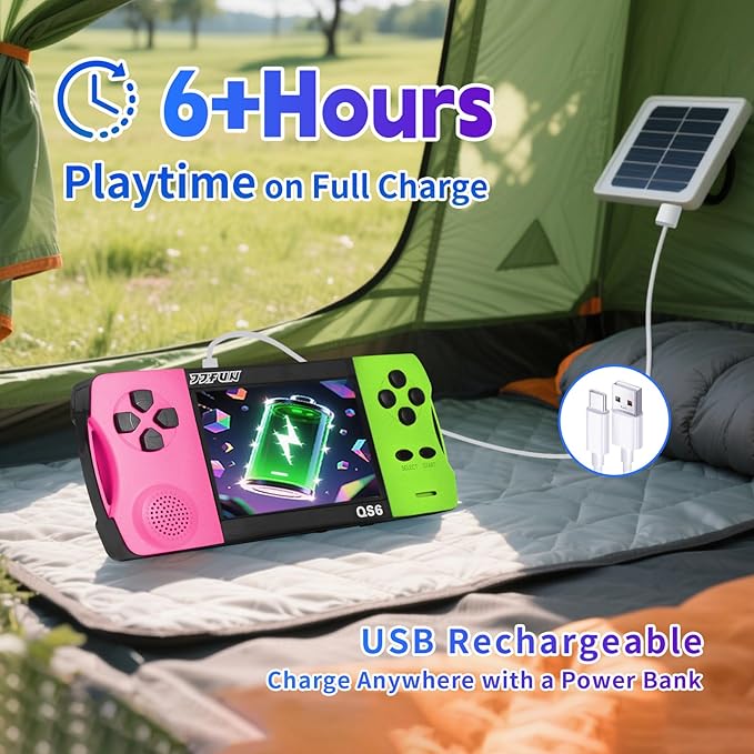 Handheld Game Console for Kids 3.5" IPS Large Screen Rechargeable,Preloaded 216 Video Games ,Arcade Electronic Toy Birthday Xmas Present for Girls -RoseGreen