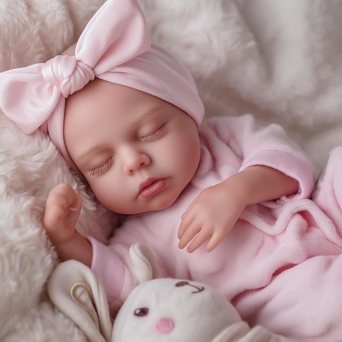 BABESIDE 12 Inch Lifelike Reborn Baby Dolls Vinyl Full Body, Soft Realistic Baby Doll Sweet Sleeping Preemie Real Life Baby Dolls Easy to Hold with Accessories Gift Set for Kids Age 3+