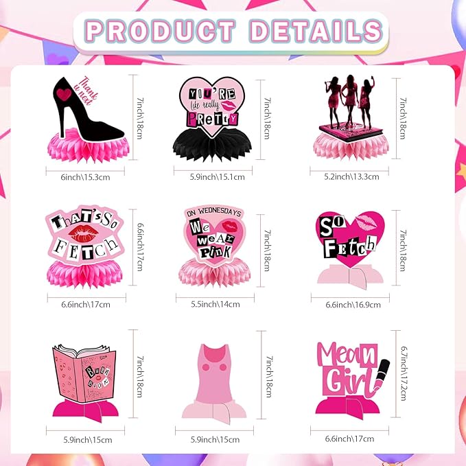 Pink Girls Centerpieces for Table Popular Girl Party Table Decorations Burn Book Pink Girls Birthday Decorations