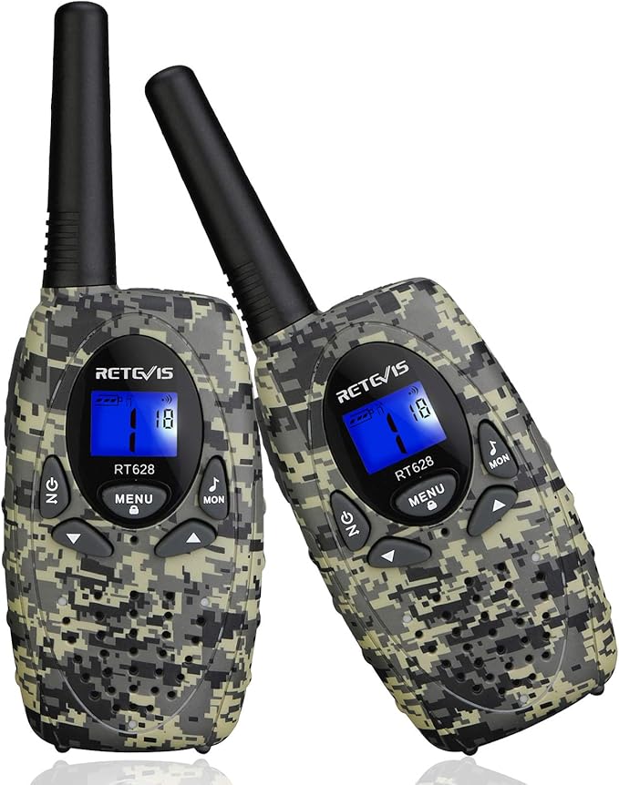 Retevis EZTalk 70 Rechargeable Walkie Talkies for Kids Safe Mode 2 Way Radio Bundle with RT628 Kids Walkie Talkies, Army Toys for 6-12 Year Old Boys Girls for Outdoor Adventure Camping(2 Pack, Camo)
