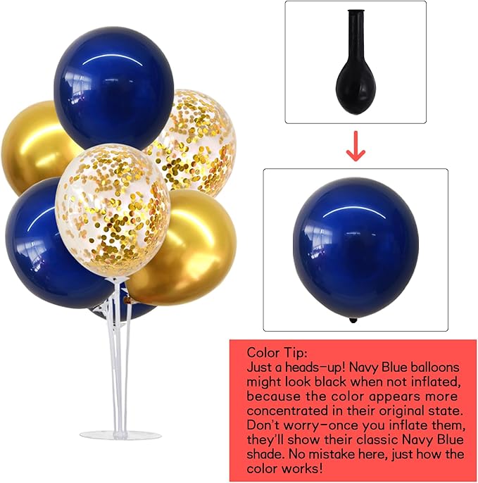TONIFUL 6 Set Navy Blue Gold Balloon Centerpieces for Table,Balloon Arch Kit for Graduation Decorations 2026 Class of 2026 Party Decorations,New Year,Anniversary,Birthday Decoration