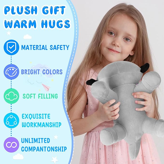10.8 inch Plush Axolotl Stuffed Animal, Axolotl Plush Toys, Cute Stuffed Cotton Plush Pillow Kawaii Salamander Gifts for Girls & Boys, Plushies has (Gray Axolotl Plush)