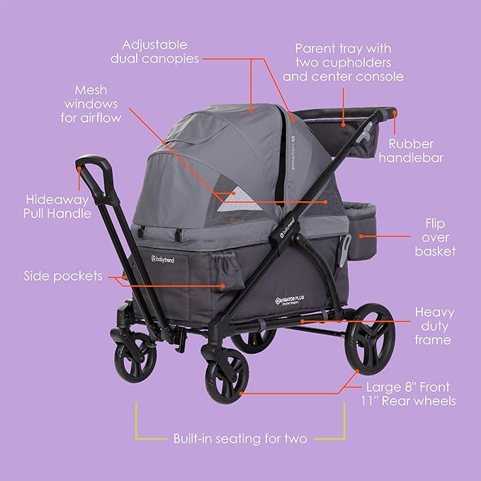 Baby Trend Navigator Plus 2-in-1 Stroller Wagon, Dash Midnight