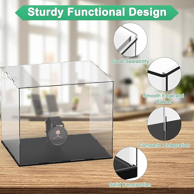 Clear Acrylic Display Case, 12 x 10 x 10 Inch Assemble Clear Acrylic Display Box Dustproof for Action Figures/Model/Statues/Collectibles/Doll/Toys/Home Storage