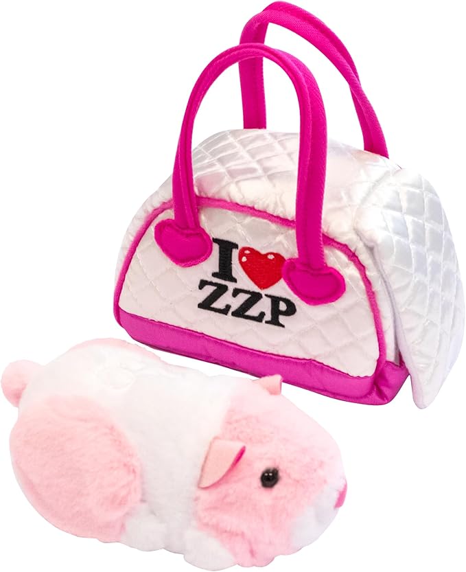 ZhuZhu City Hamster & Quilted Carrier – Jilly The Pink & White Interactive Hamster with 40+ Sounds & Movements – Take Your ZhuZhu Adventures Anywhere!