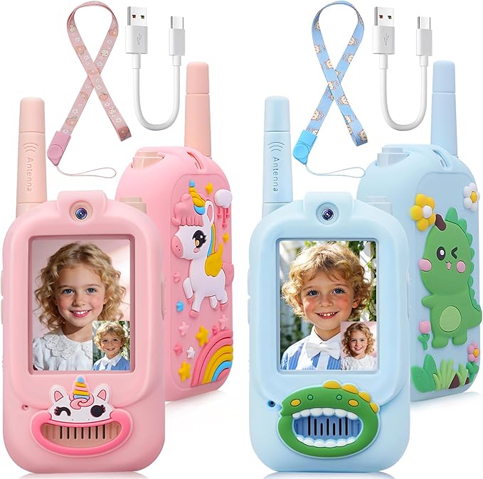 2 Pack Video Walkie Talkies for Kids Rechargeable Digital Toy Walkie-talkies with Camera Long Range for Boys Girls Age 3-5 Children