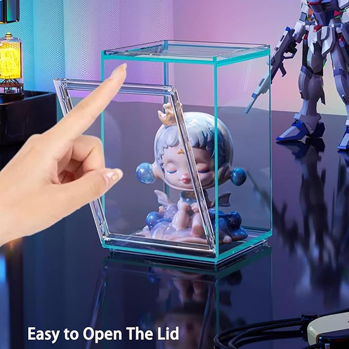 3 PCS Acrylic Display Boxes Colorful Figures Display Case for Funko Pop Figures, Stackable Blind Box Fully Assembled Dustproof Storage Organizer Box for Lego Collectibles Action Figures Pop Mart