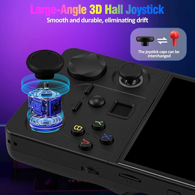 Retro Handheld Game Console, DC35V Retro Gaming Console 3.5’’IPS Screen Open Source Linux System Built-in 20000+Classic Games, 20+Emulators, Portable Video Gaming Console with 4000mAh Battery (Black)