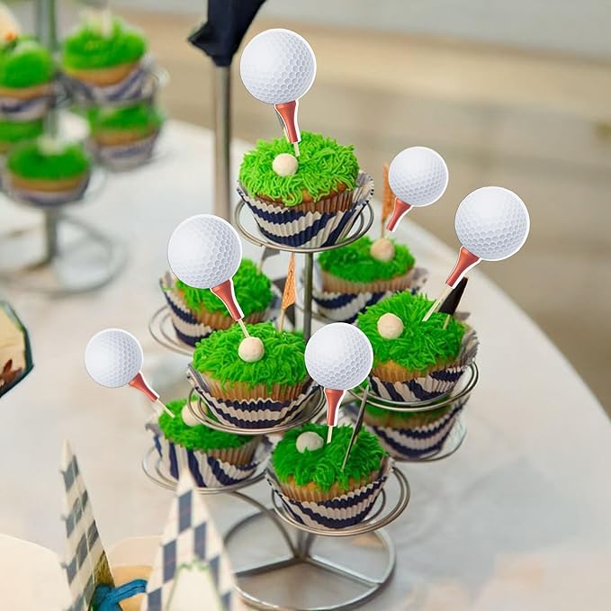 Gyufise 36Pcs Sports Cupcake Toppers - Golf Ball Cupcake Picks & Birthday Cake Decorations for Golf Sports Players Theme Parties