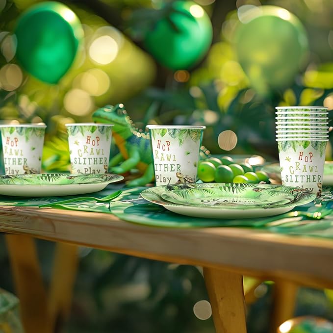 Reptile Party Decorations Set - Unique Reptile Themed Party Plates, Cups, Napkins, and Cutlery for an Exciting Celebration - Disposable and Stylish Reptile Party Supplies for Birthdays and Events