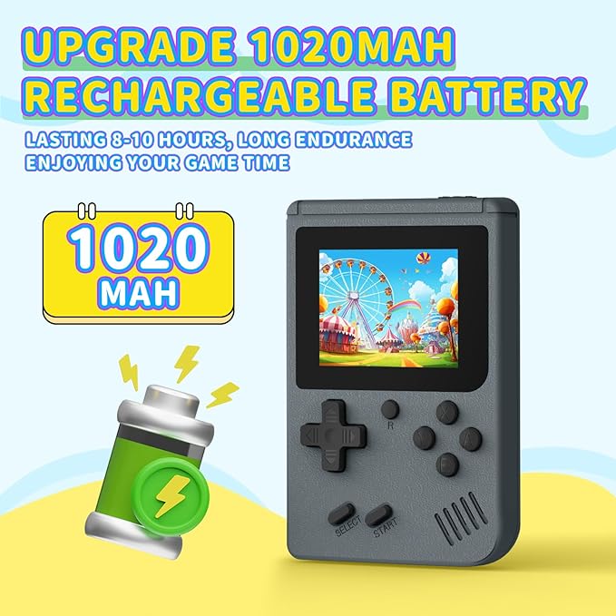 Retro Handheld Games Console Built-in 400 Video Games, Portable Handheld Emulator with 3.0 Inch Screen, Mini Travel Retro Gaming Consle (Gray)