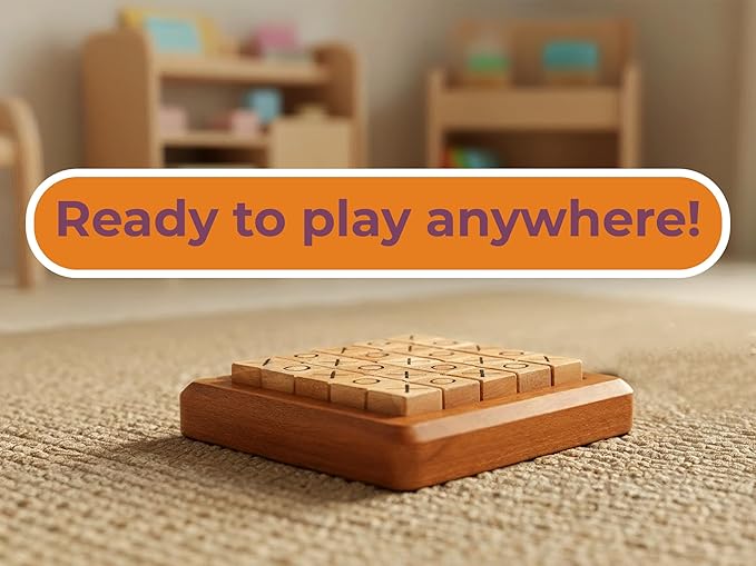 BSIRI Pushing Me Wooden Tic Tac Toe Game- Tabletop Board Games for Farmhouse Decor, Coffee Table Decor, Unique Gifts Fun Gifts for Adults. Perfect for Game Night, Table Games (5 Inch)
