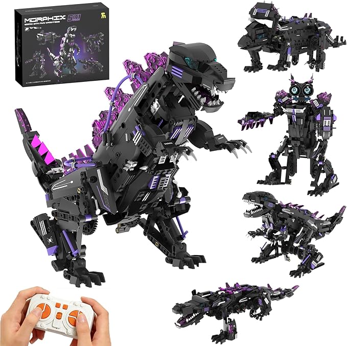 5in1 STEM Robot Dinosaurs Building Toys for Kids Remote & APP Controlled Dinosaur Robot STEM Building Kit for Kids Science Learning,DIY Building Blocks Set Gifts for Age 8+ Boys&Girls