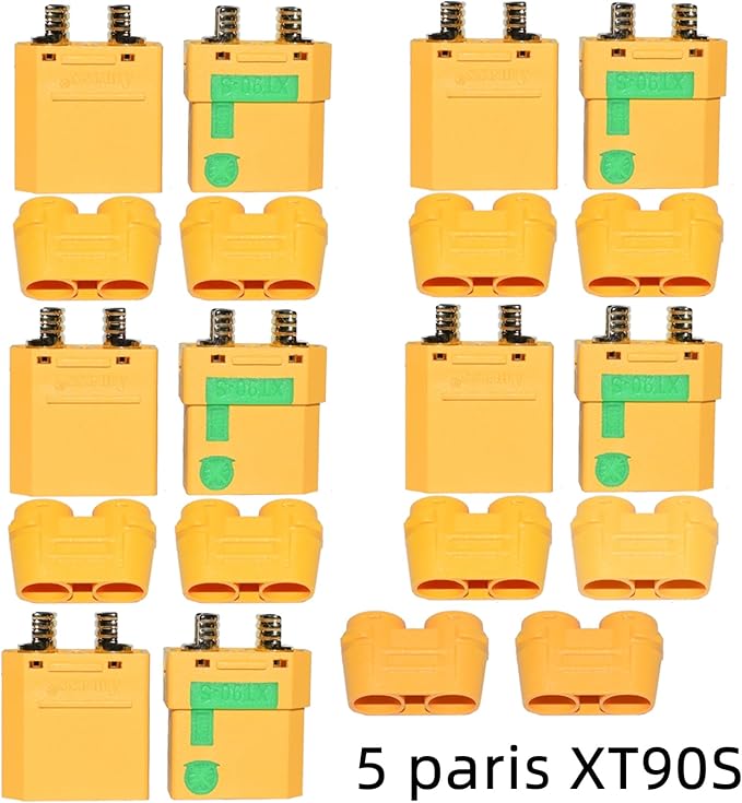 5Pairs XT90S XT90-S XT90 Connectors Anti-Spark Male Female Connector for RC Quadcopter Brushless Motor FPV Drone Lipo Battery ESC and Charger Lead