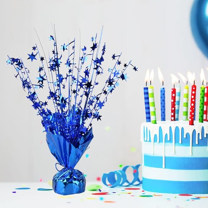 Miliocry 6 Pack Metallic Foil Spray Centerpiece Star Table Decoration Burst Table Centerpieces for Birthday Wedding Anniversary Graduation Holiday Party Supplies Decor Blue