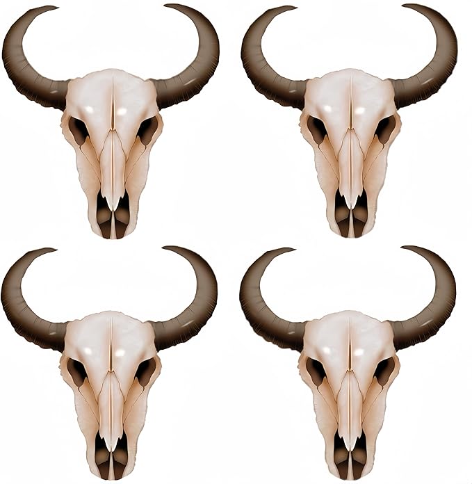 4Pcs Western Long Horn Cow Balloons/37Inch Cowboy Longhorn Aluminium Foil Balloon for Party Wall/Last Rodeo Bachelorette Party Supplies/Western Party Decorations/Bull Skull Wall Decor