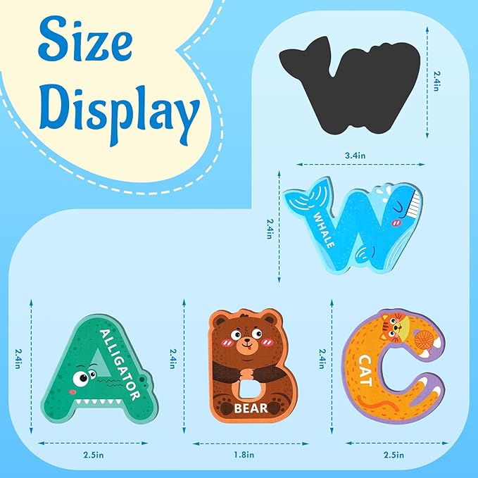 Magnetic Letters for Toddlers 1-3, 26PCS Cute Animal Alphabet Magnets Letters Learning Toys for Toddlers 1-3 Uppercase ABC Magnets for Refrigerator Best Gifts for Birthday Easter Basket Stuffers