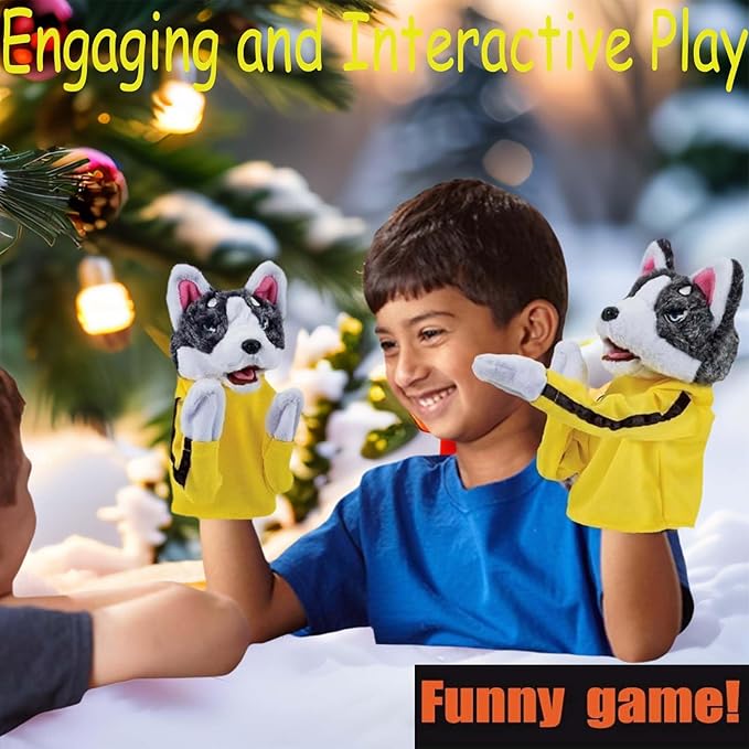Kung Fu Husky, Punching Puppet, Dog Hand Puppet - Boxing Puppets, Kung Fu Animal Toy Husky Gloves with Sounds and Boxing Action, Boxing Puppet for Kids & Gifts.