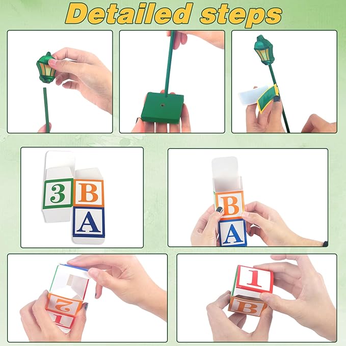 24 Pcs Street Sign Wooden Lamp Post with Custom Street Sign Sticker Abc Friend Street Party Decoration, Lamp Post Centerpiece Street Party Supplies for Birthday Party Decor Friend Street Decoration