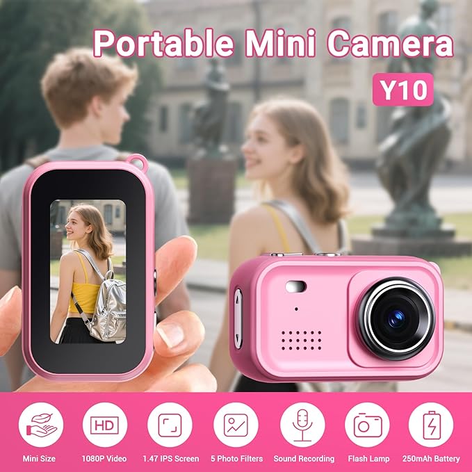 Kids Camera, 1080P HD Digital Camera for Boys and Girls, Birthday Toy, for Kids Age 3 4 5 6 7 8 9 10 with 4GB SD Card, Pictures & Videos Recording (Black)
