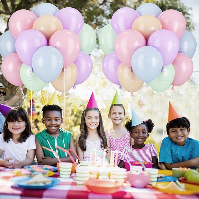 Pastel Balloons Pastel Pink Blue Purple Balloons for Groovy Rainbow Birthday Party Decorations Colorful Balloon 60PCS 12INCH Green Nude Assorted Colors Helium Latex Balloon for Arch