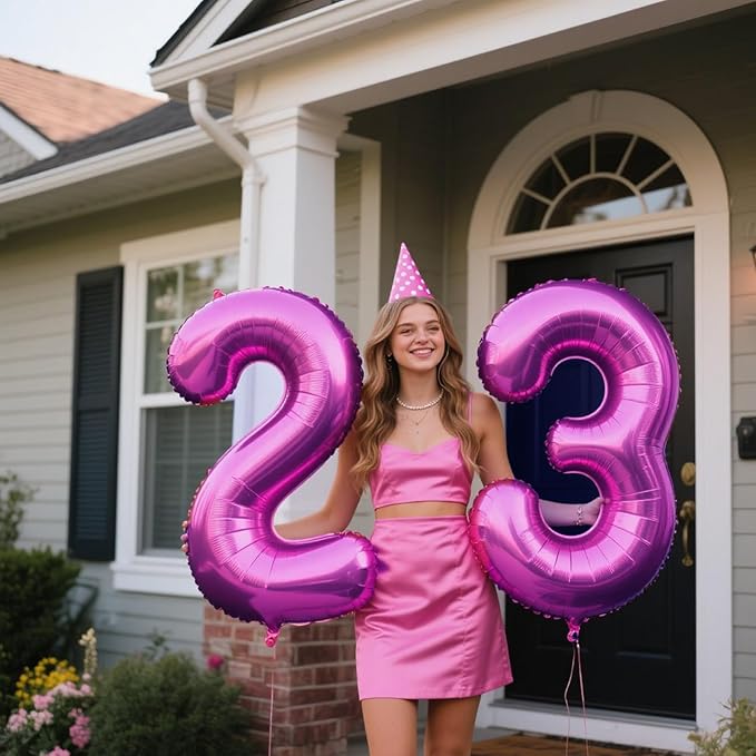 40 Inch Rose Purple Large Balloon Number 3 Balloon,Jumbo Mylar Foil Helium Balloon for 3 13 23 33 45 53 Birthday Digital Balloons for Birthday Party,Wedding Anniversary Party Decorations