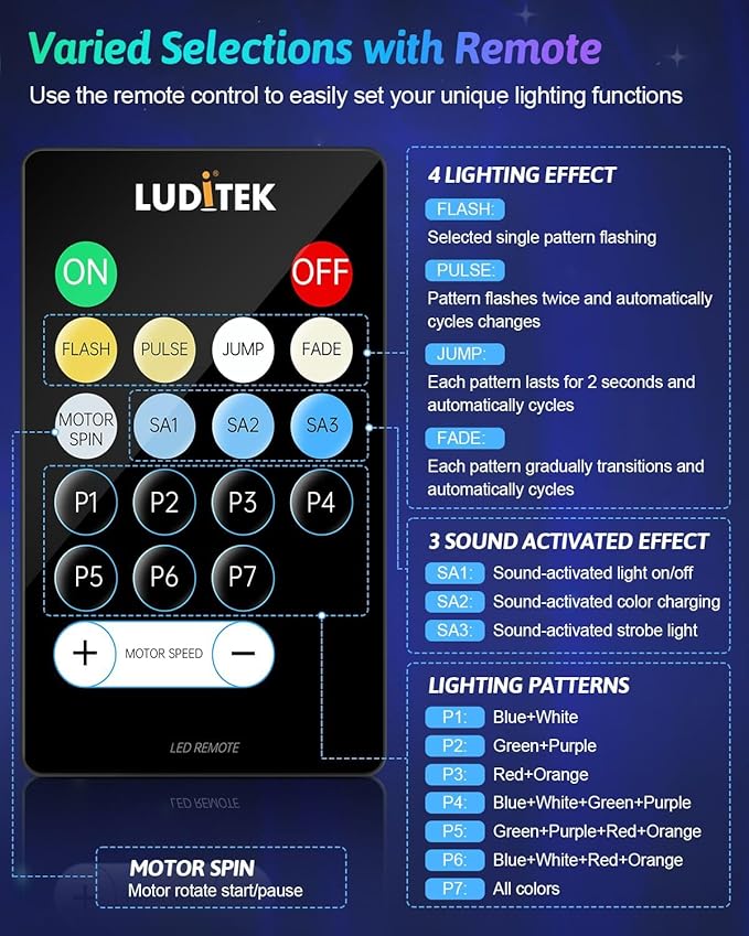 Luditek 2-Pack Party Karaoke Lights with Remote for Kids Party Supplies Dancing Birthday Decorations, USB Powered 6 Light Colors, Boys Toys Gifts for Christmas Party Decorations Home Room