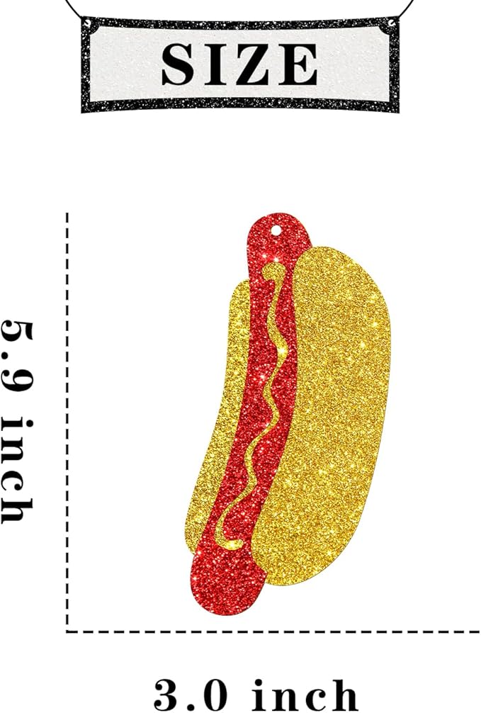 Hotdog Sign Hanging Swirl Decorations - Glitter 16 Pcs Fiesta Birthday Party Supplies - Girls Boys Birthday Party - Engagement - Wedding Streamers - Hot Dog Party Foil Swirls Ceiling Decorations