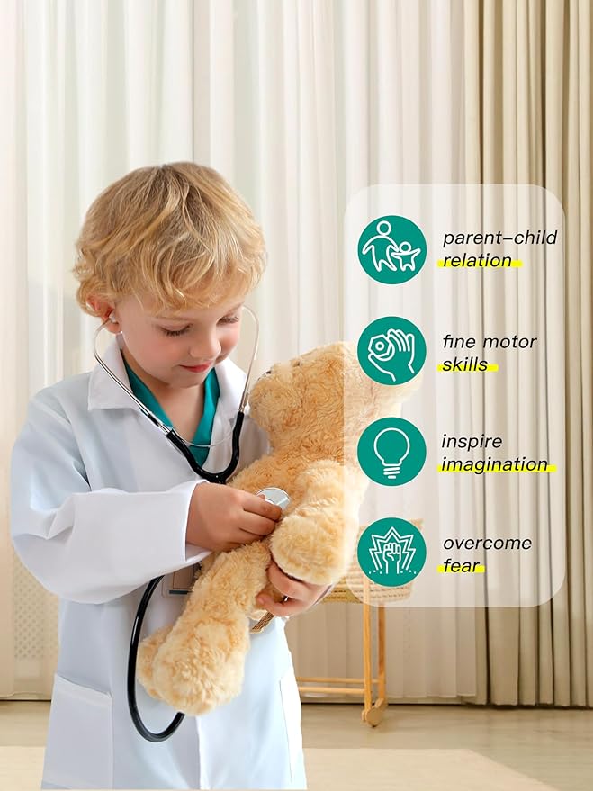Liberry Doctor Costume for Kids 3 4 5 6 Years Old, Toddler Dress Up Clothes with Nurse Scrubs and Real Stethoscope, Pretend Play Doctor Kit for Boys Girls Gift
