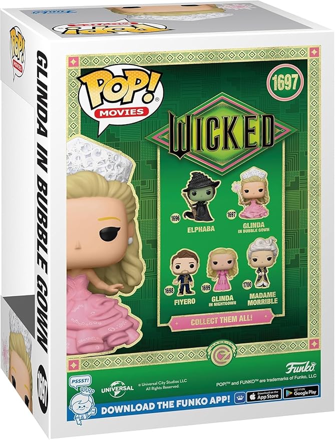 POP Movies: Wicked - Glinda in Bubble Gown Funko Vinyl Figure (Bundled with Compatible Box Protector Case), Multicolor, 3.75 inches