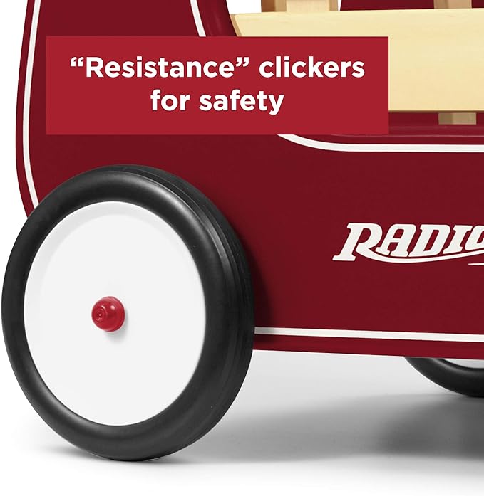 Radio Flyer Classic Walker Wagon, Red, for Kids 1-4 Years Old, Resistance Clickers to Control Speed, Baby Push Walker with Furniture Bumper, for Indoor Play