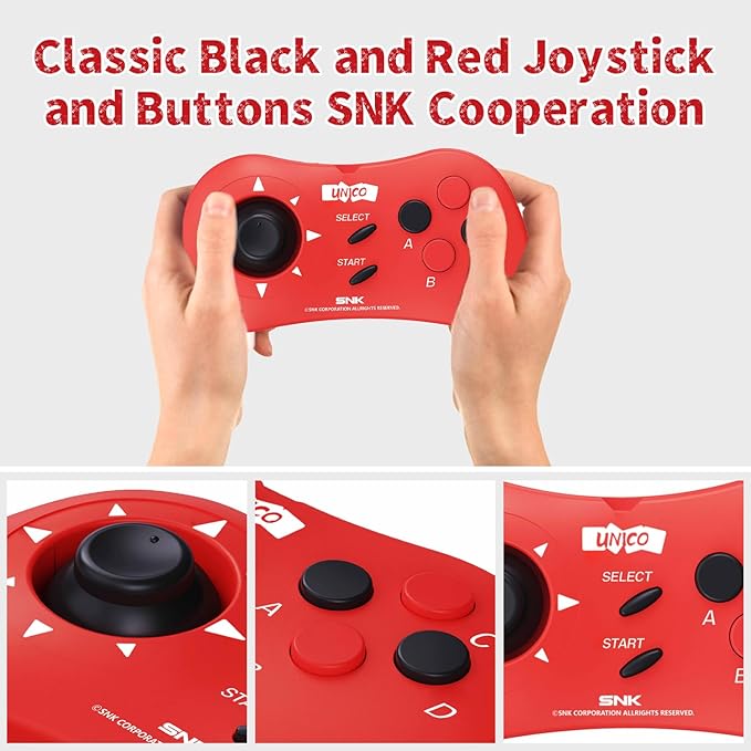 UNICO MVS Mini Arcade and 2 Red Gamepads Combo, Including Pre-Loaded 45 SNK Retro Games