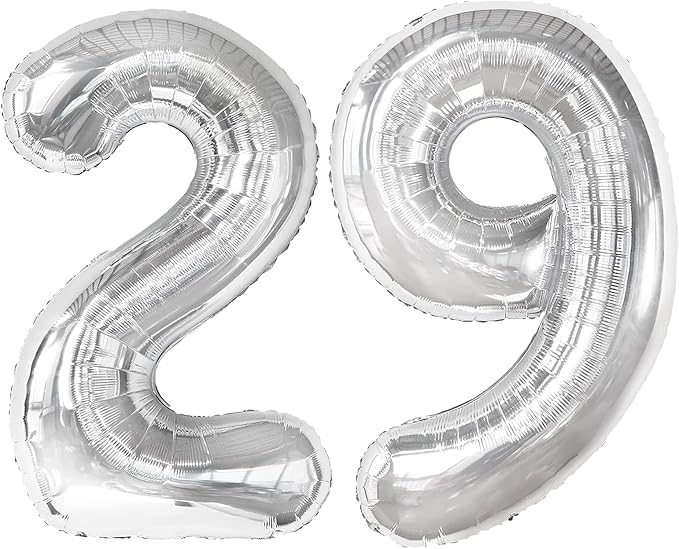 40 Inch Silver Number 29 Digital Balloon,Jumbo Mylar Foil Helium Balloon for 29 Balloons for Birthday Party,Wedding Anniversary Party Decorations